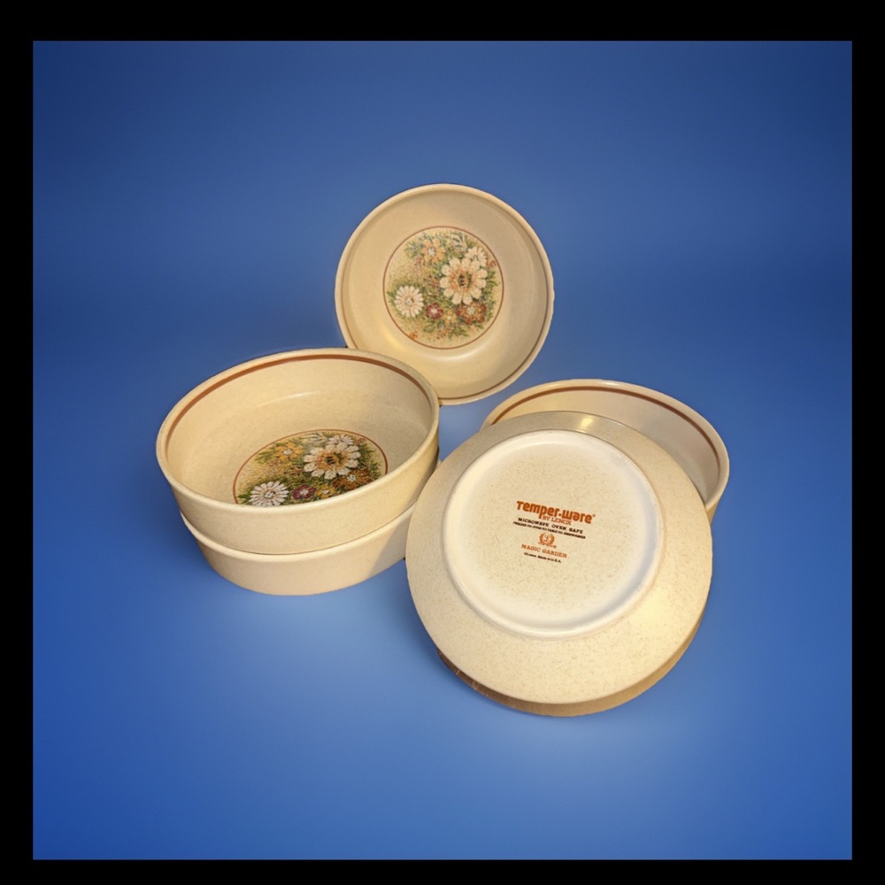 COPY - (3) VTG Temper-ware Lenox Magic Garden Cereal Soup Bowl 6-1/8" THREE (no…